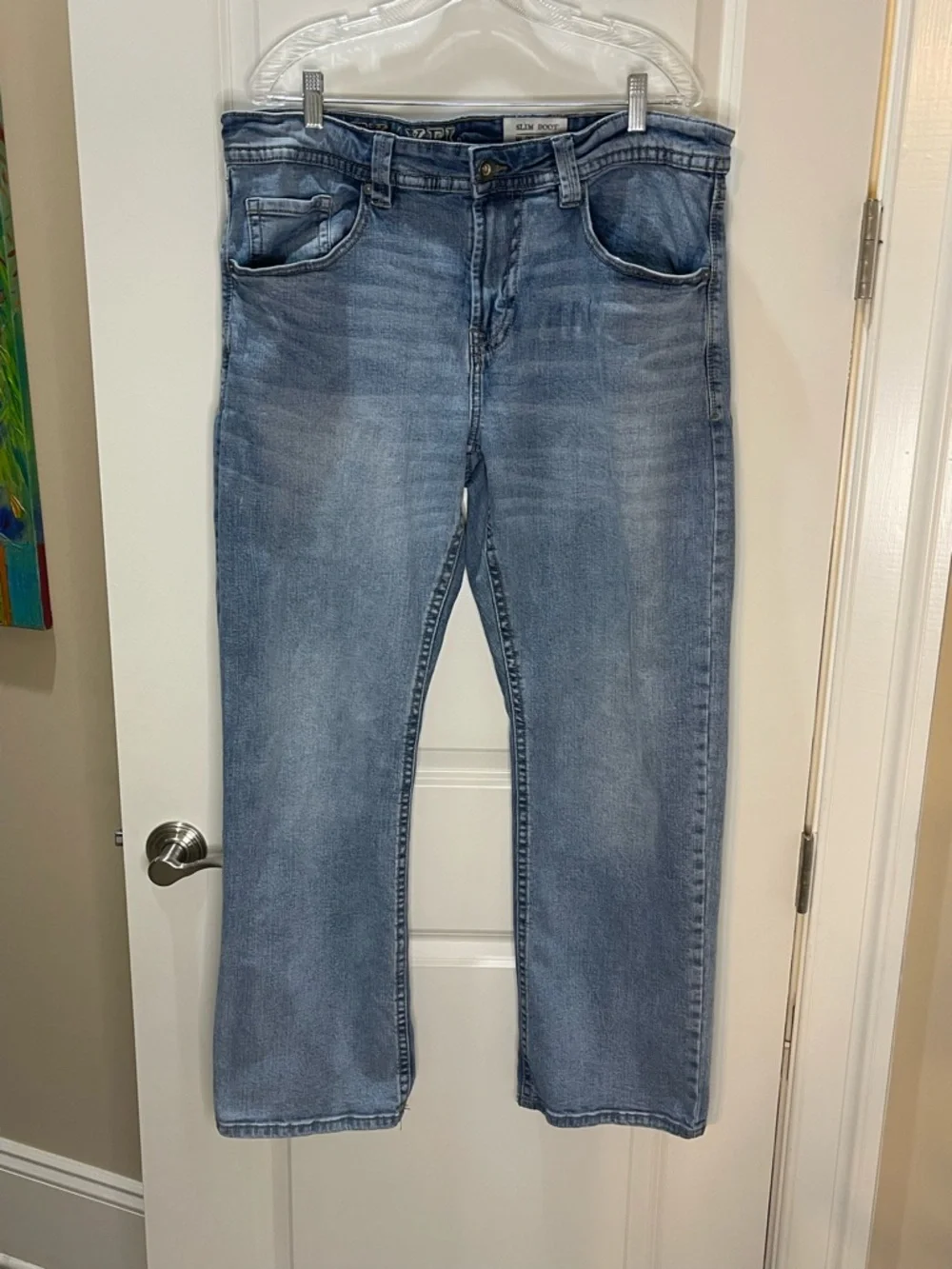 TK Axel Men's Straight Slim Boot Jeans with Pocket Stitch Detail Size 38x32